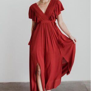 NWT Baltic Born Jennifer Deep V Maxi Red Dress Size Small
